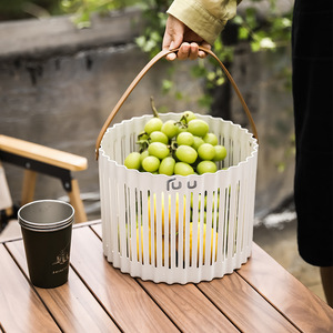 Panier de rangement en plastique Fu U avec poignées, forme de bol, pour boissons, aliments, pique-nique en plein air, fruits, utilisation en salon - Product Image 2