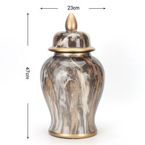 Ginger Jars Ceramic and Porcelain Vases, Gold Ginger Jar <b>Tall</b> Ceramic Pots, Flower Vase <b>Table</b> for Hotel Wedding Decor - Product Image 5