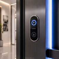 Porte battante en acier inoxydable avec boîtier d'appel et fenêtre en verre pour ascenseur d'immeuble d'appartements, porte de palier