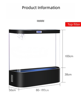 Gebogen dubbele ronde glazen aquariumvloerstandaard met waterpompen, bovenfilter, LED-display en zelfreiniging voor thuis, hotel, kantoor - Product Image 6
