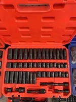 Elehand – Lot de 50 douilles à chocs de 3/8 pouces, kit complet SAE et métrique avec mallette de rangement orange pour réparation automobile