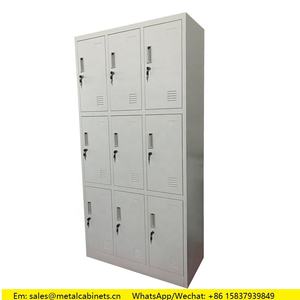 Casier plat de 9 portes avec serrure à clé, <span class=keywords><strong>vestiaire</strong></span> en métal à 3 niveaux, compartiment de rangement pour étudiants, armoire en acier - Product Image 6