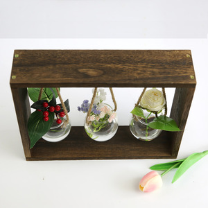 Macetas de Vidrio Transparentes Colgantes con Marco de Madera Ecológicas, en Oferta, para Decoración del Hogar y Jardín - Product Image 2