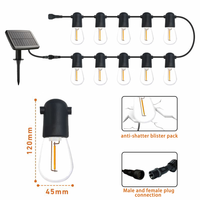 Nouvelles guirlandes lumineuses LED solaires S14, rechargeables par USB, IP65, avec télécommande, pour la décoration de jardin, le camping, l'ambiance extérieure