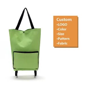Модная складная сумка для покупок 600D из ткани Оксфорд под заказ, сумка с молнией и колесами, сумки, экологические сумки, большая сумка-тоут