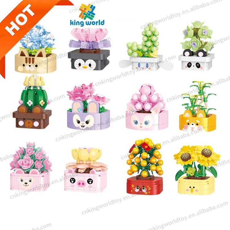 21179 Bonsai Series Flower Story succulent potted plants mini particles brick building blocks DIY toy ornaments children's gifts