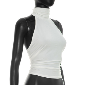 Viviblook D26TP209 Chaleco de verano para mujer, camiseta sin mangas con cuello medio alto y encaje, sin espalda, para mujer - Product Image 3