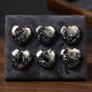 Perles en pierre de Shungite naturelle de Russie, en vrac, accessoires, forme cœur, argent, pierres précieuses noires semi-précieuses, certifiées par un tiers, sélectionnées - Product Image 3