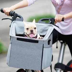 Keranjang stang sepeda anjing lipat depan, tas piknik bersepeda dapat dilepas dengan mudah dipasang - Product Image 1