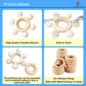 <span class=keywords><strong>Juguete</strong></span> de Silicona con Anillo de Madera de Grado Alimenticio, Forma Redonda, Libre de BPA, <span class=keywords><strong>Juguete</strong></span> Suave <span class=keywords><strong>para</strong></span> la Dentición del Bebé, Mordedor <span class=keywords><strong>para</strong></span> Recién Nacidos - Product Image 2