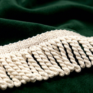 Cuerda de Algodón con Borlas y Flecos Trenzados, Adorno Decorativo para Mantas, Cojines y Almohadas - Product Image 1
