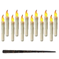 Tsinye Bougies coniques sans flamme avec baguette Bougies sans flamme scintillantes jaunes chaudes pour la fête d'Halloween Décorations pour la maison de Noël