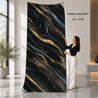 Revêtement mural auto-adhésif en marbre noir, turquoise et or 1,2x3m 2,3mm IXPE pour projets de rénovation d'appartements