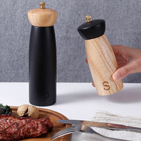 Moulin à sel et poivre rotatif manuel en bois noir, écologique, en acier inoxydable et céramique, durable, personnalisable – Meilleures ventes