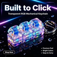 Porte-clés mécanique à 3 touches avec lumière LED, transparent RGB, anti-stress, jouet clicker, cadeau promotionnel