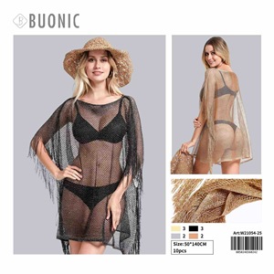 Buonic - Vestido playero de verano para mujer, túnica de malla, pareo, 50x140cm, negro, beige, blanco, 10 unidades - Product Image 1