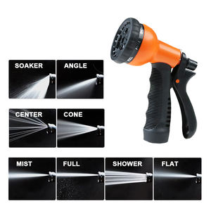 Orange & Black 8-Mode Gun Mist Angle Soaker Shower Flat Center Cone Full pour arroser les plantes, laver les voitures et les animaux domestiques - Product Image 2