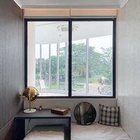 Fenêtre coulissante verticale à double vitrage, conforme à la norme australienne AS2047, avec moustiquaire, en alliage d'aluminium, design contemporain