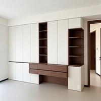Maßgefertigter Moderner MDF-Kleiderschrank mit Offenen Regalen L-Förmiger Eckschrank mit Schubladen