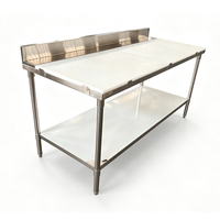 Table de préparation de cuisine commerciale Xiangying à 2 niveaux avec plateau en PE, cadre en acier inoxydable robuste, finition brossée mate, OEM ODM