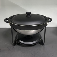 Plat de service rond personnalisable en acier inoxydable doré/argenté de 4,5 L, chauffe-plat à alcool pour buffet d'hôtel