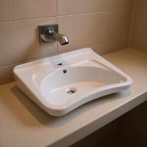 Lavabo Blanco Semi-Encimero de 66 cm de Longitud para Personas Mayores - Product Image 3
