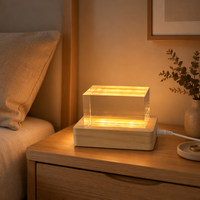 Cube en cristal K9 vierge de 6*6*10 cm avec base lumineuse LED en bois, bloc de cristal à gravure 3D intérieure, cadeau personnalisé, veilleuse de table