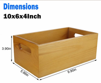Organisateur en bois sélectionné, boîte ouverte, 4 paquets, conteneur de rangement en bois avec poignée pour vêtements, chaussures, rangement sur comptoir