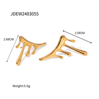 Boucles d'oreilles de luxe en acier inoxydable plaqué or 18 carats PVD, forme goutte de lave liquide irrégulière, pour femmes
