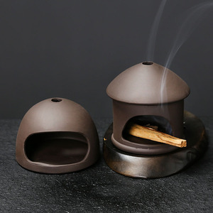Soporte para quemador de salvia peruana, de cerámica de arcilla púrpura, para aromaterapia, artesanal - Product Image 3