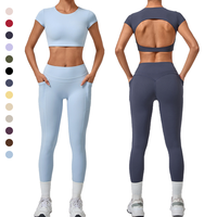 Pantalons de yoga de haute qualité pour femmes, t-shirt de sport pour femmes, haut de yoga personnalisé pour l'été, vêtements de sport en gros