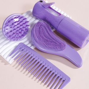 Collezione Professionale di Pettini in Paglia di Grano per il Controllo del Crespo, Kit per la Cura del Cuoio Capelluto con Pettine a Denti Larghi, Spazzola Massaggiante e Flacone Spray - Product Image 3