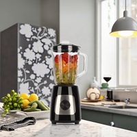 1,5L Glazen Blender met RVS-mes, 1000W, 4-snelheidsmotor voor huishoudelijk & hotelgebruik, geschikt voor vlees/fruit.