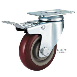 Roulette fixe de <span class=keywords><strong>3</strong></span> po à usage moyen en <span class=keywords><strong>PVC</strong></span> rouge à bande de roulement standard - Product Image 3