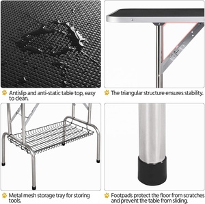 ODM-mesas plegables portátiles para el cuidado de perros, altura ajustable de 350 libras, carga máxima, con cesta de acero inoxidable - Product Image 4