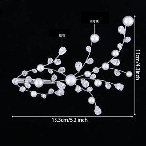 SLBRIDAL Barrettes de luxe <span class=keywords><strong>tendance</strong></span> en zircon cubique et perles pour femmes, pinces à <span class=keywords><strong>cheveux</strong></span> de mariée pour filles, bijoux et accessoires capillaires - Product Image 3