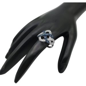 Jewelspaark <b>Diamond</b> <b>Ring</b> 1.19 Cttw White And Blue Round Brilliant Cut Engagement Band Size 7 Women's - Product Image 6