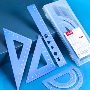 <span class=keywords><strong>Set</strong></span> Geometri Matematika dari Paduan Aluminium 4pcs Penggaris Logam Segitiga Siku-siku Busur Derajat Alat Tulis Sekolah Siswa Gambar Teknik Logo KustomOEM - Product Image 1