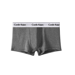 กางเกงบ็อกเซอร์สำหรับผู้ชายกางเกงบ็อกเซอร์ระดับกลางเอวสูงระบายอากาศได้ดีชุดชั้นในใส่สบายพร้อมโลโก้สีล้วนสำหรับผู้ใหญ่ดีไซน์ใหม่ - Product Image 4