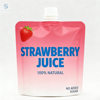Emballage de boisson aux fruits personnalisé de 150 ml et 200 ml, sachet debout avec bec verseur brillant, bec verseur de 8,6 mm
