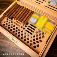 Eonluxe Édition Limitée Humidor à Cigares Rectangulaire Luxe Léger en Bois de Cèdre Espagnol, Boîte de Vieillissement et Vitrine Créative avec Incrustation de Coquillages