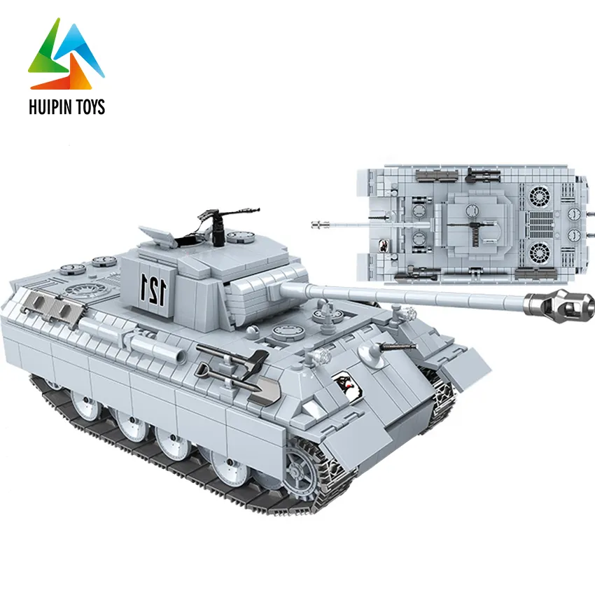 100064 군사 팬더 탱크-121 블록 빌딩 교육 컬렉션 장난감 빌딩 완구