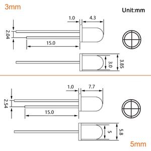 Aismartlink 300 3 & 5mm Đèn hạt Trắng Đỏ Xanh Xanh lá cây vàng thẳng cắm đầu tròn siêu sáng LED Light Emitting Diode Set - Product Image 4