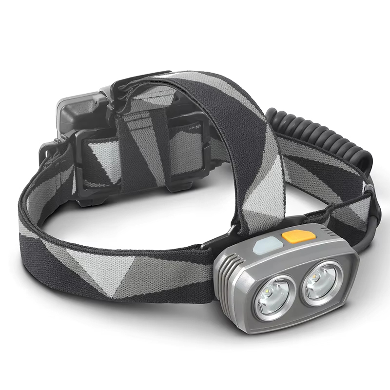 Dual LED Headlamp Industrial IP65 Super Bright Waterproof High CRI 390lm Adjustable Beam Camping Fishing Hiking Rechargeable AA