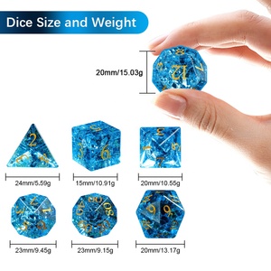Dados DND poliédricos al por mayor, cristal agrietado artificial azul para juegos de mesa - Product Image 5
