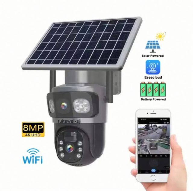Eseecloud 8MP WiFi DC12V Powered CCTV Security Camera with Night Vision NVR Support 4K Dual Lens Built-in Mic CMOS Sensor