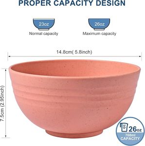 Unbreakable Wheat <strong>Straw</strong> <strong>Cereal</strong> <strong>Bowls</strong> - Microwave &amp; Dishwasher Safe Soup and Salad <strong>Bowls</strong>, Set of 8 - Product Image 2