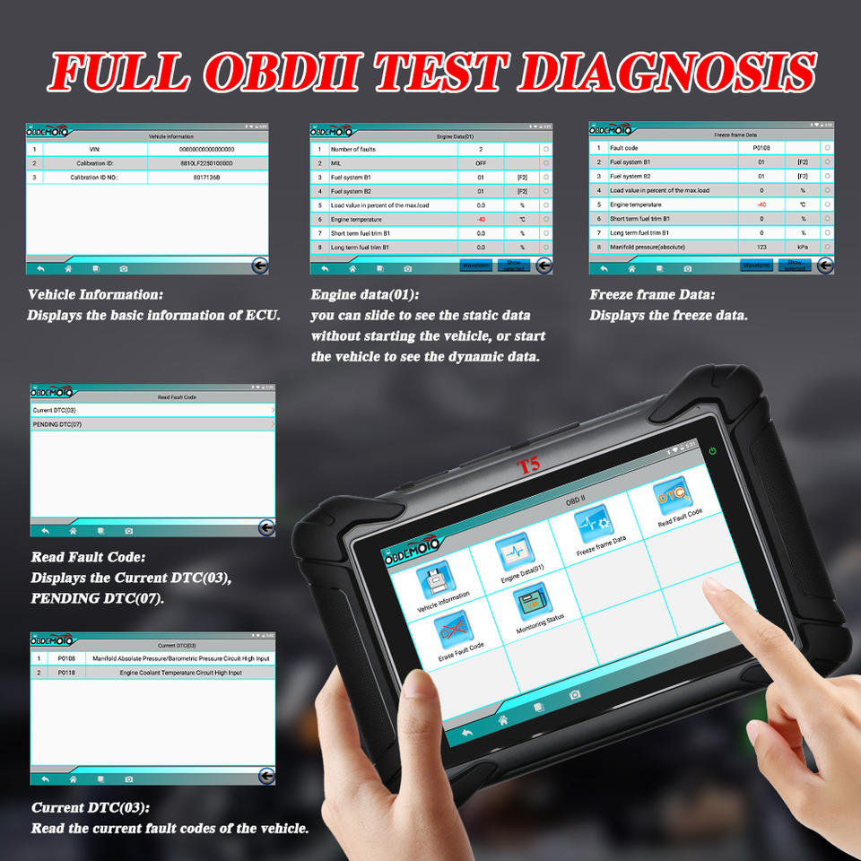 2026 OBDEMOTO T5 OBD2 Code Scanner Diagnostic Tool MST T5 for Universal ...