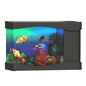 도매 수족관 액세서리 미니 수족관 USB/배터리 구동 인공 어항 3마리의 움직이는 물고기 모형 포함 - Product Image 1