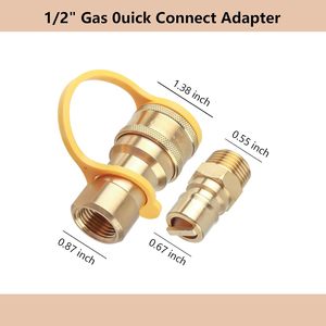 1/2 inç katı pirinç pürüzsüz düşük gaz hızlı bağlantı adaptörü kiti doğal gaz/propan boru bağlantı parçaları kes bağlayıcı erkek ekleme - Product Image 2